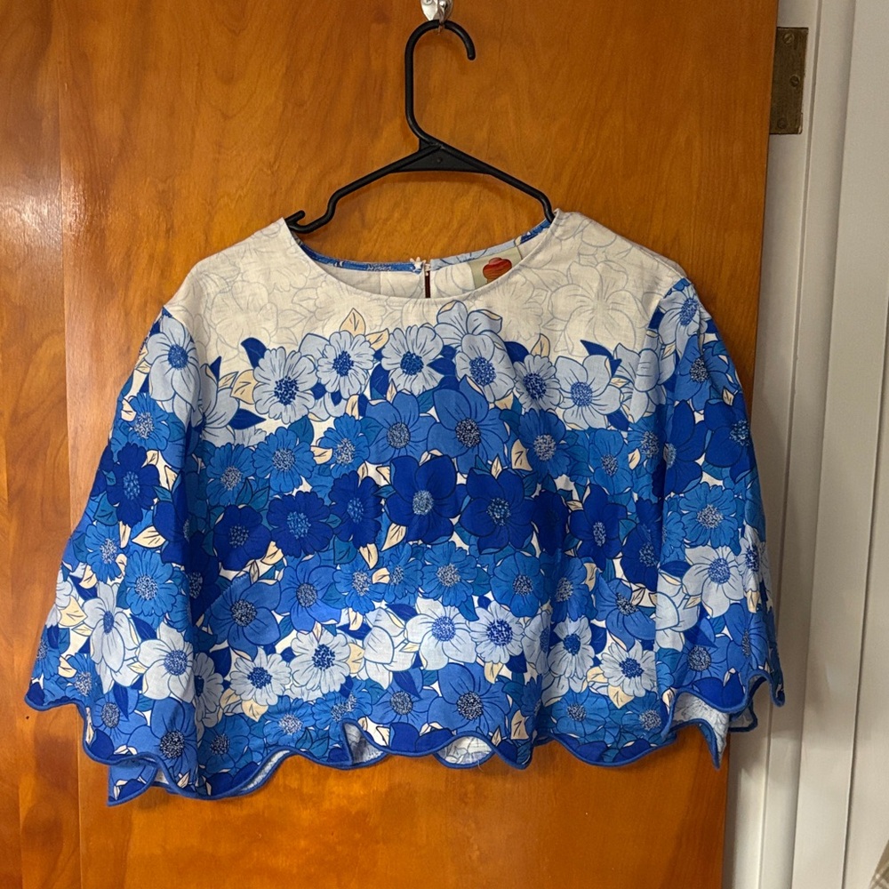 FARM Rio Blue and White Floral Blouse